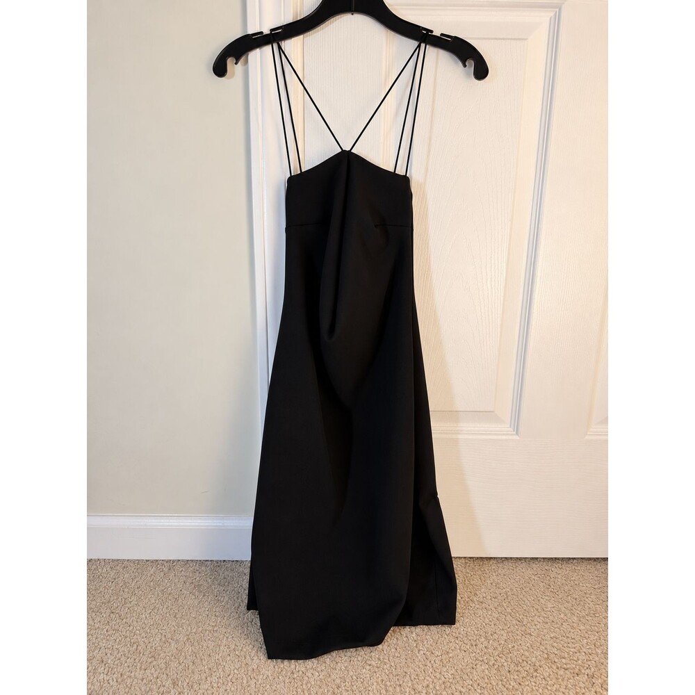 Windsor Black Small Rhinestone Strap Open Back Bodycon Mini Dress LBD Glam